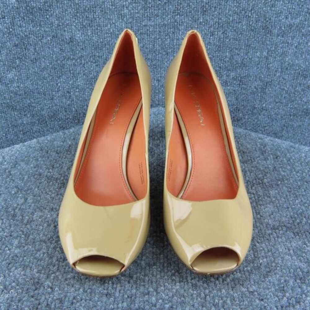 Via Spiga Women Peep Toe Heel Shoes‎ Beige Patent Leather Size 10.5 Medium - Picture 3 of 9